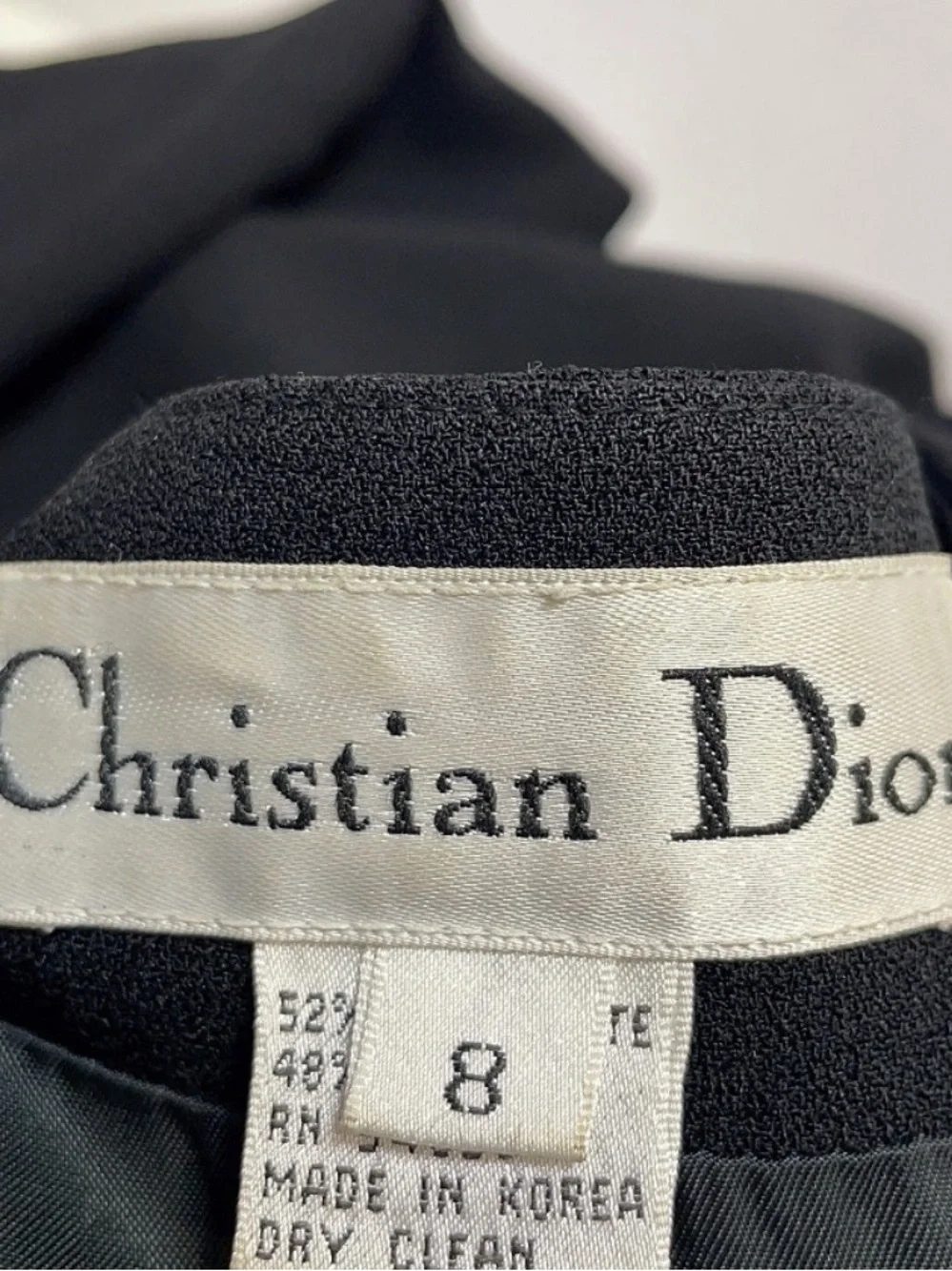 Vintage Christian Dior Black Collarless Blazer Jacket Size 8 Gold Button Quiet L